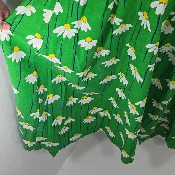 {Catherine Carr} 60s Women's Vintage Green Floral Print Apron Dress - Picture 7 of 13